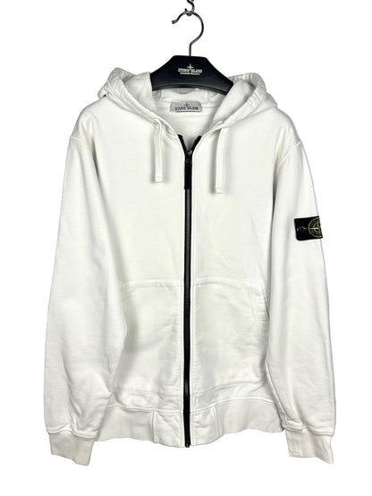 Felpa bianca con zip e cappuccio Stone Island - Taglia XL