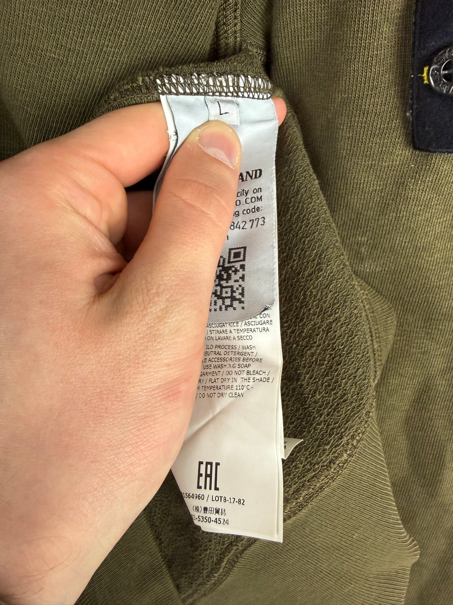 Felpa verde kaki con cappuccio Stone Island - Taglia L