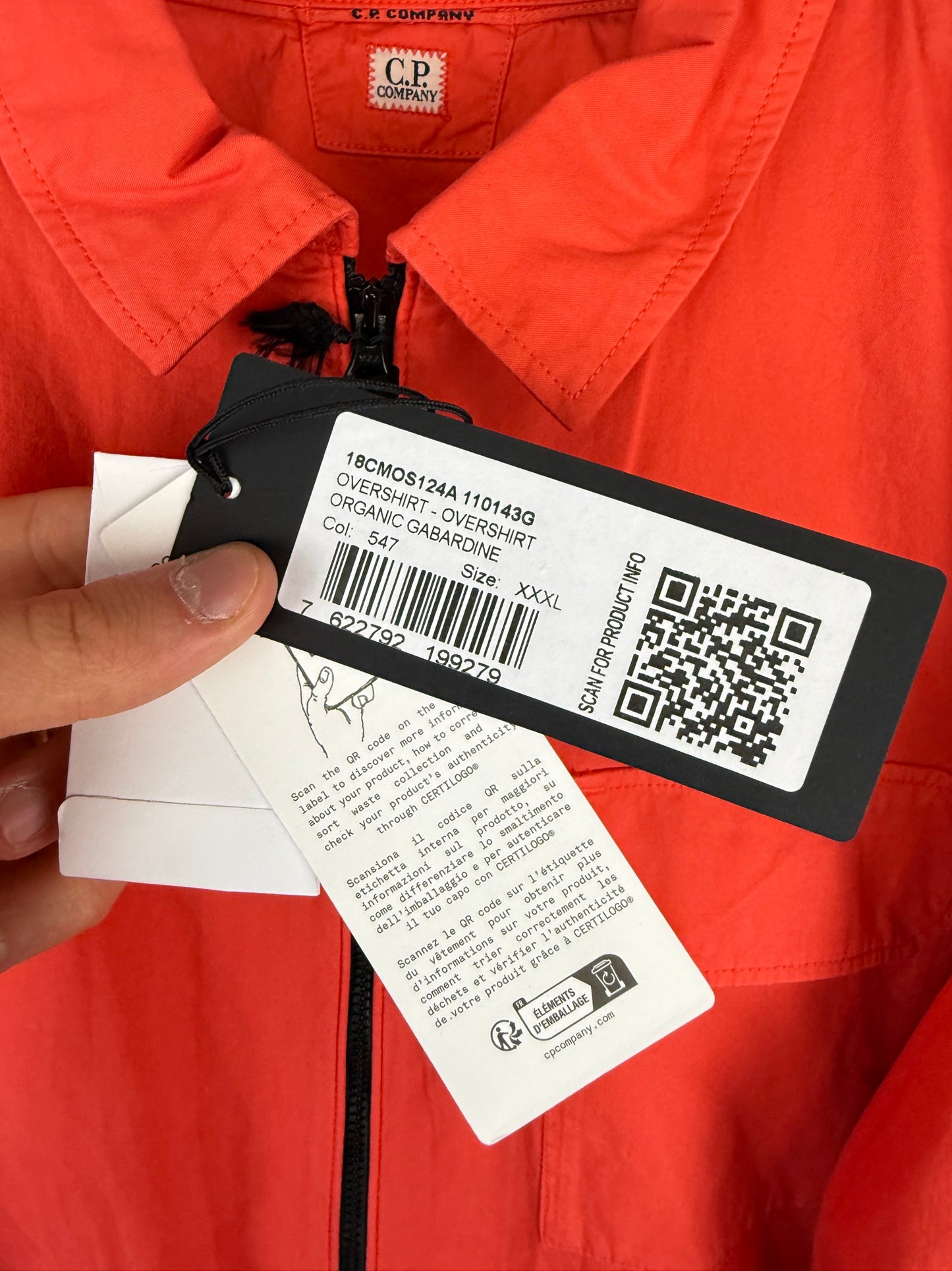 Overshirt arancione con chiusura a zip C.P. Company (nuova con cartellino) - Taglia 3XL