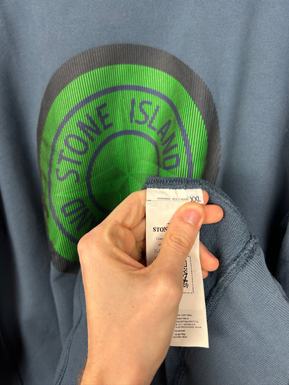 Felpa con logo in gomma 3D blu Stone Island - Taglia XXL
