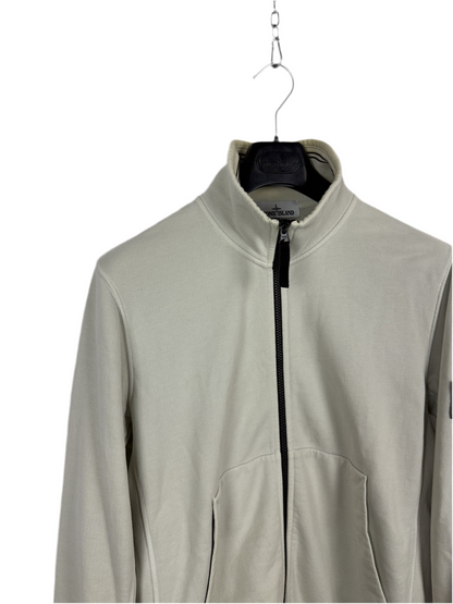 Felpa bianco-panna con zip e collo alto - Taglia L