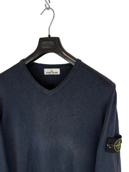 Maglione blu con scollo a V Stone Island - Taglia XL