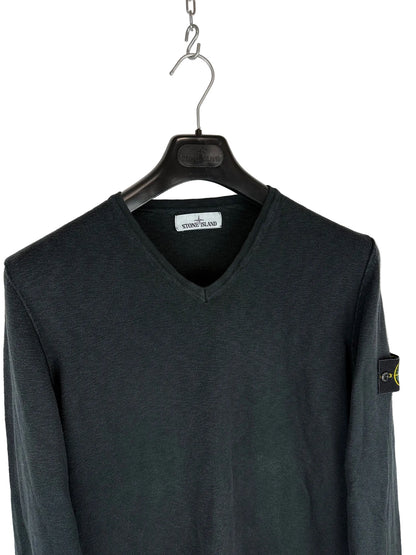 Maglione nero con scollo a V Stone Island - Taglia L