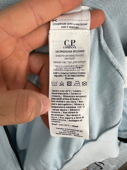 Felpa con zip e cappuccio azzurra C.P. Company (nuova con cartellino) - Taglia M
