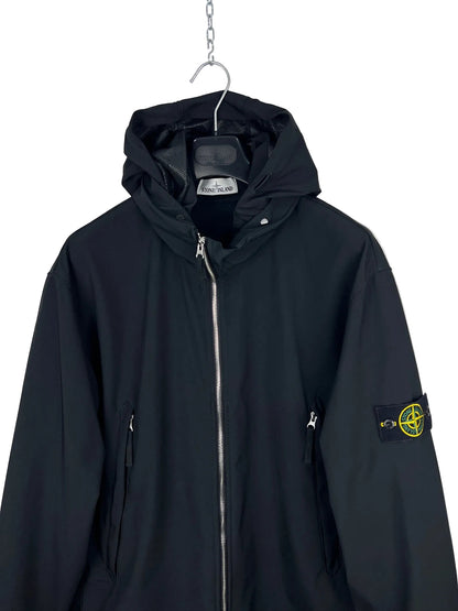 Giacca Light Soft Shell-R blu con zip e cappuccio Stone Island - Taglia 3XL
