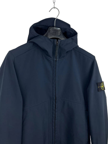 Giacca Soft Shell-R blu con zip e cappuccio Stone Island - Taglia L