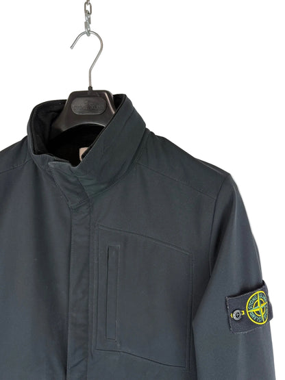 Giacca Soft Shell-R nera con zip e cappuccio Stone Island - Taglia M