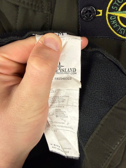 Giacca Soft Shell-R verde con zip e cappuccio a scomparsa Stone Island - Taglia M