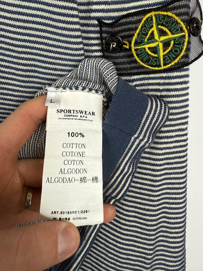 Maglione a righe a mezza zip con Mesh Badge Stone Island - Taglia L