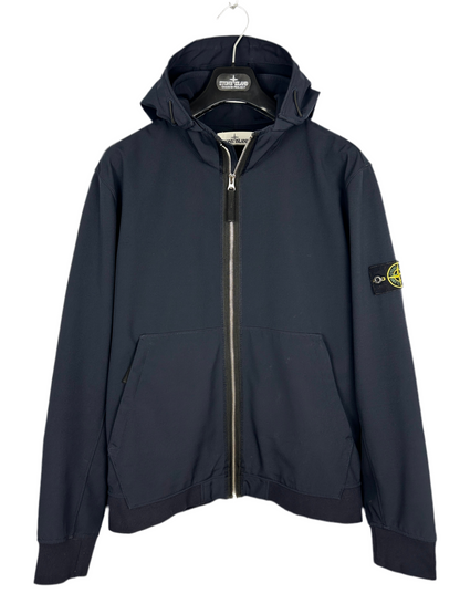Giacca Light Soft Shell-R blu navy con zip e cappuccio Stone Island - Taglia XL