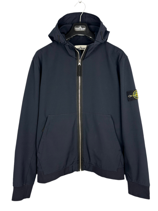 Giacca Light Soft Shell-R blu navy con zip e cappuccio Stone Island - Taglia XL