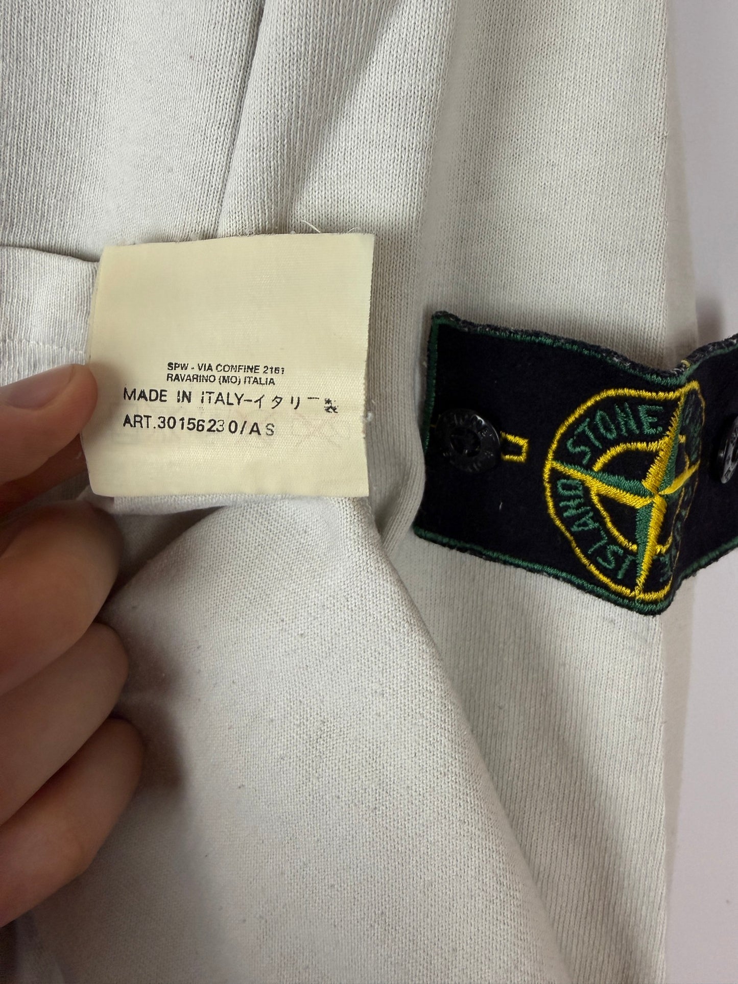 Polo bianco panna Vintage a maniche lunghe Stone Island - Taglia L