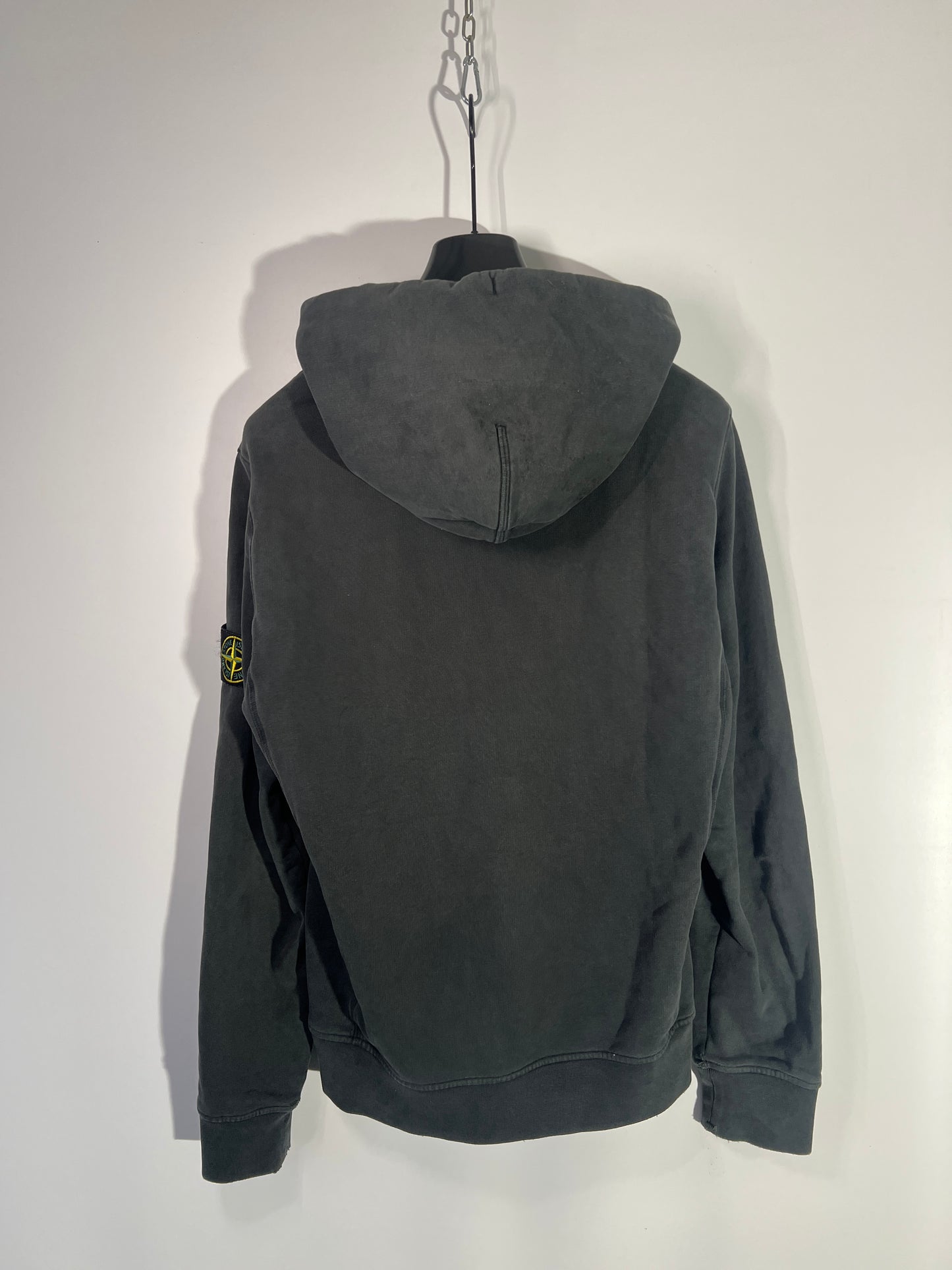 Felpa nera antracite con cappuccio Stone Island - Taglia S