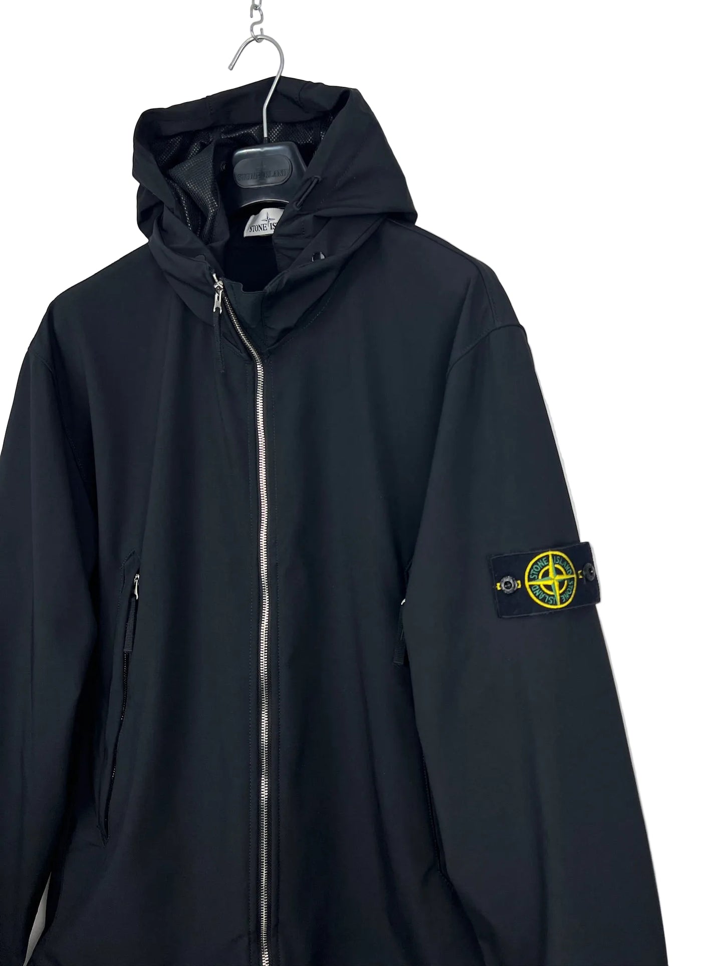 Giacca Light Soft Shell-R blu con zip e cappuccio Stone Island - Taglia 3XL
