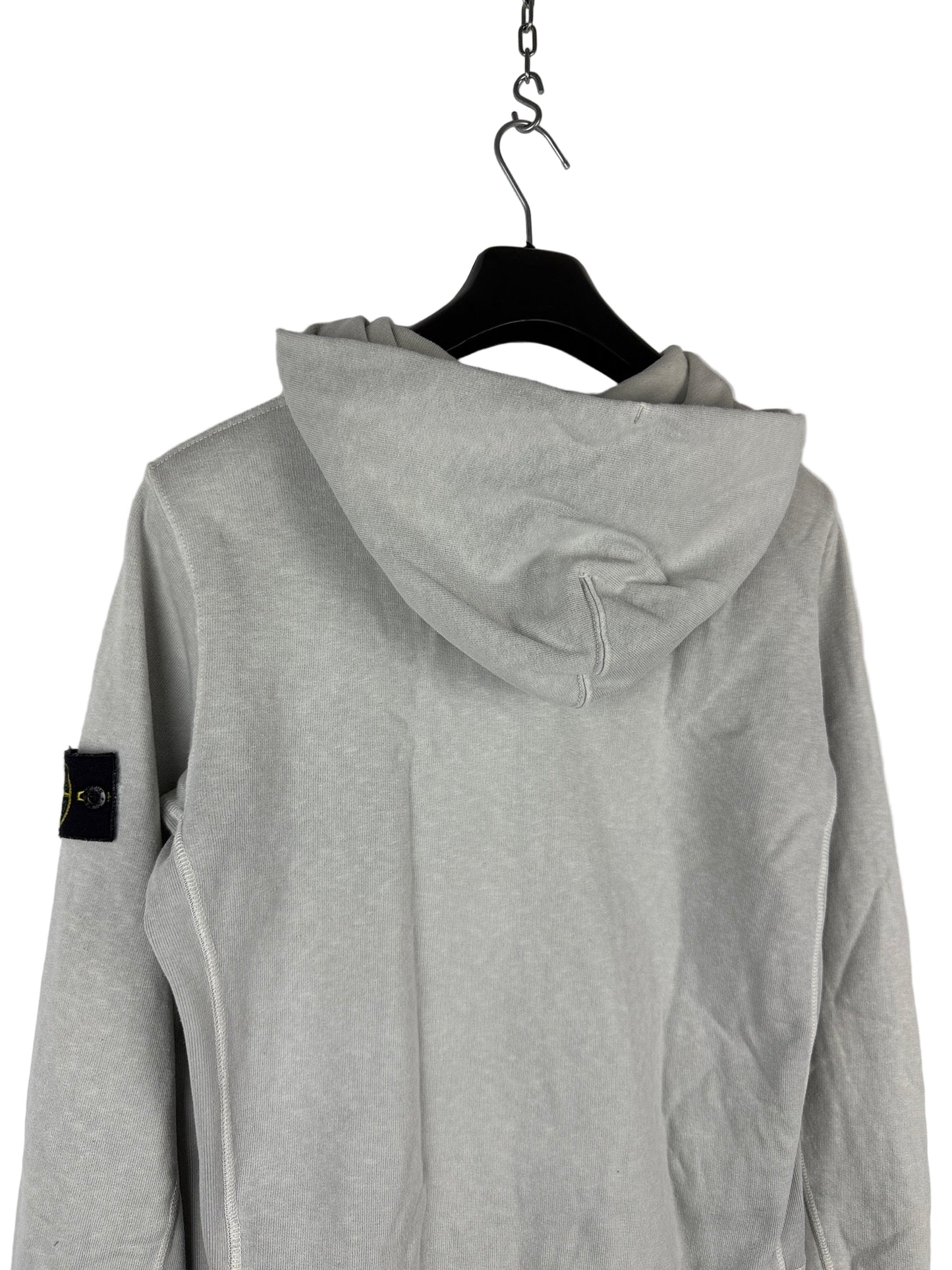Felpa grigio chiaro con zip e cappuccio Stone Island - Taglia M