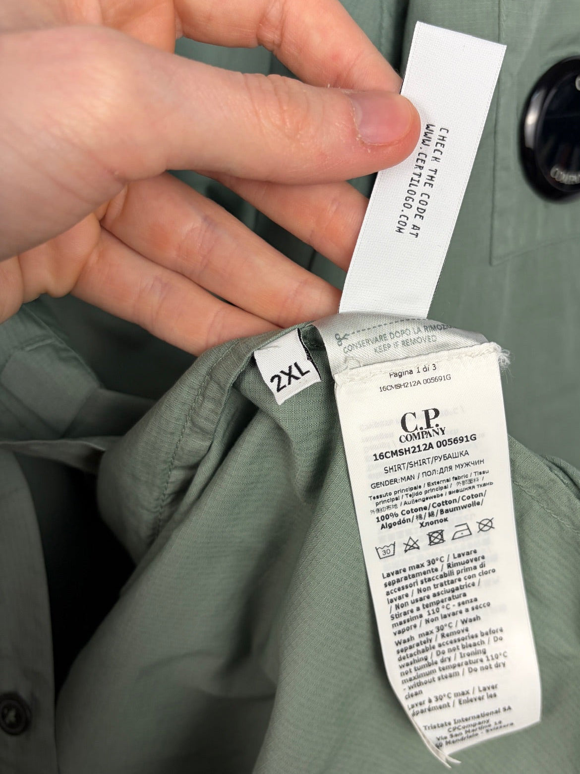 Overshirt verde con chiusura a bottoni C.P. Company (nuova con cartellino) - Taglia XXL