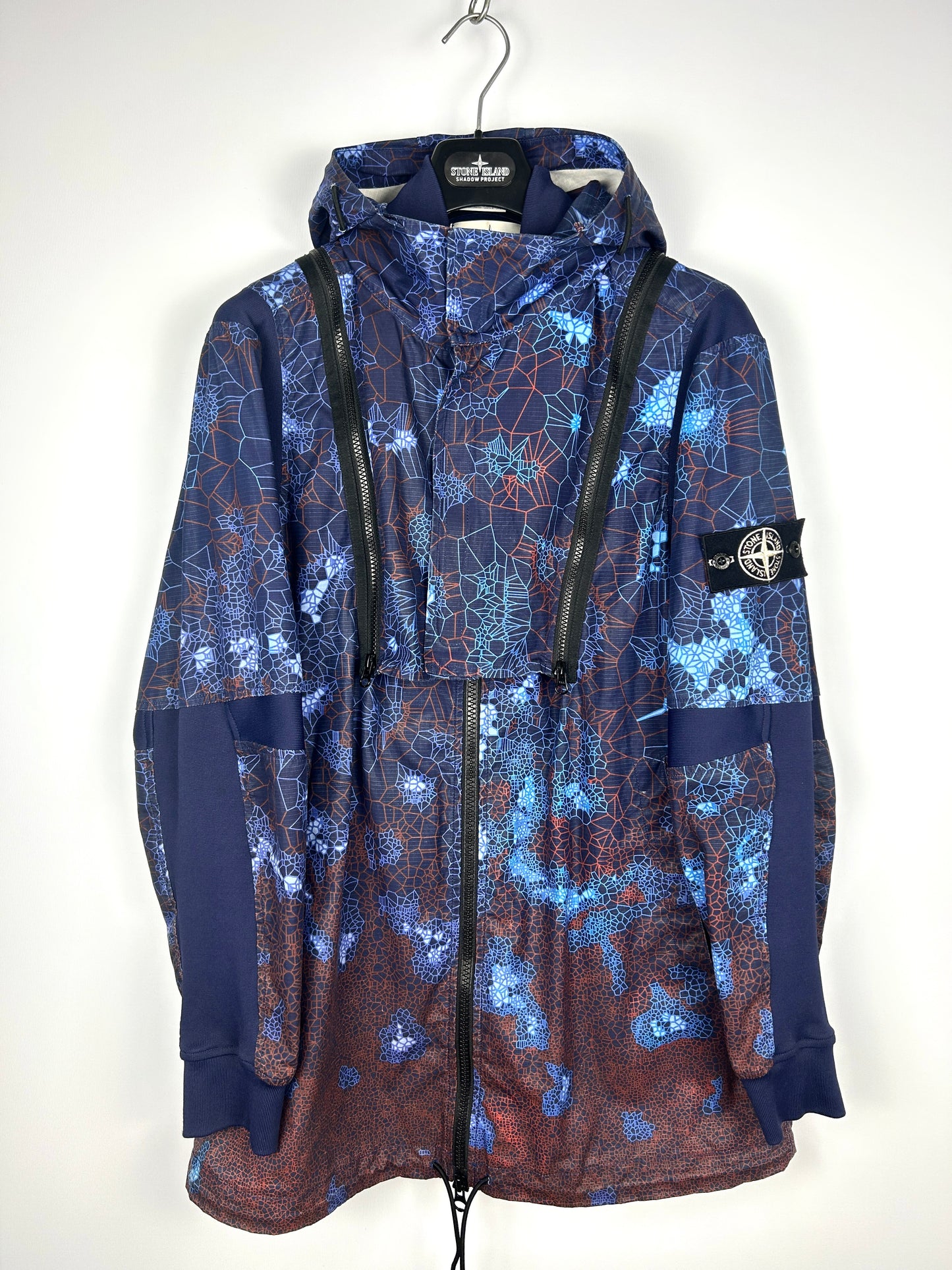 Giacca con cappuccio blu Stone Island Printed Heat Reactive Thermosensitive Fabric - Taglia L