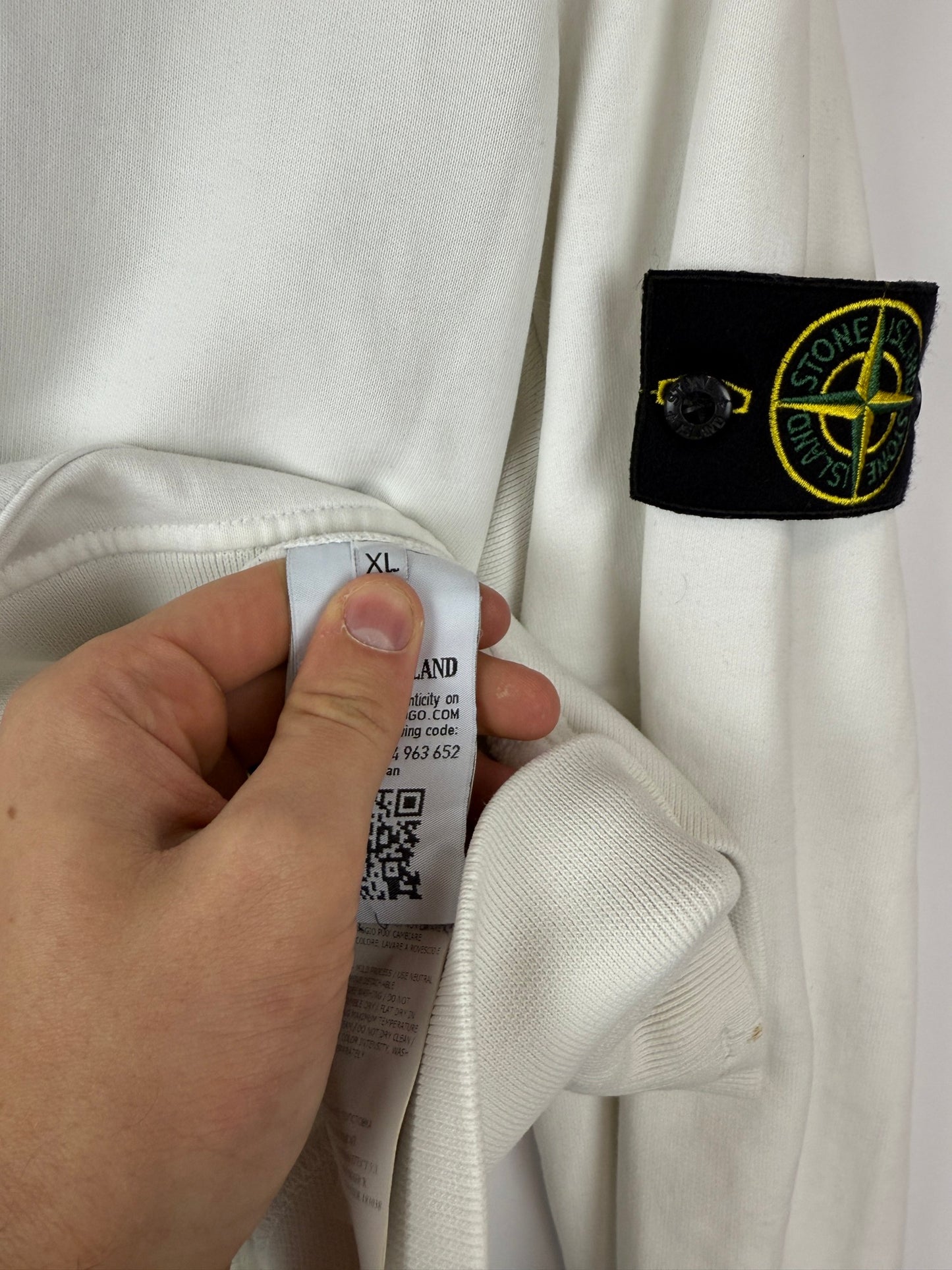 Felpa bianca con cappuccio Stone Island - Taglia XL
