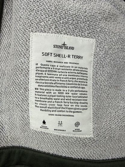 Giacca Soft Shell-R Terry verde petrolio con zip e cappuccio Stone Island - Taglia L
