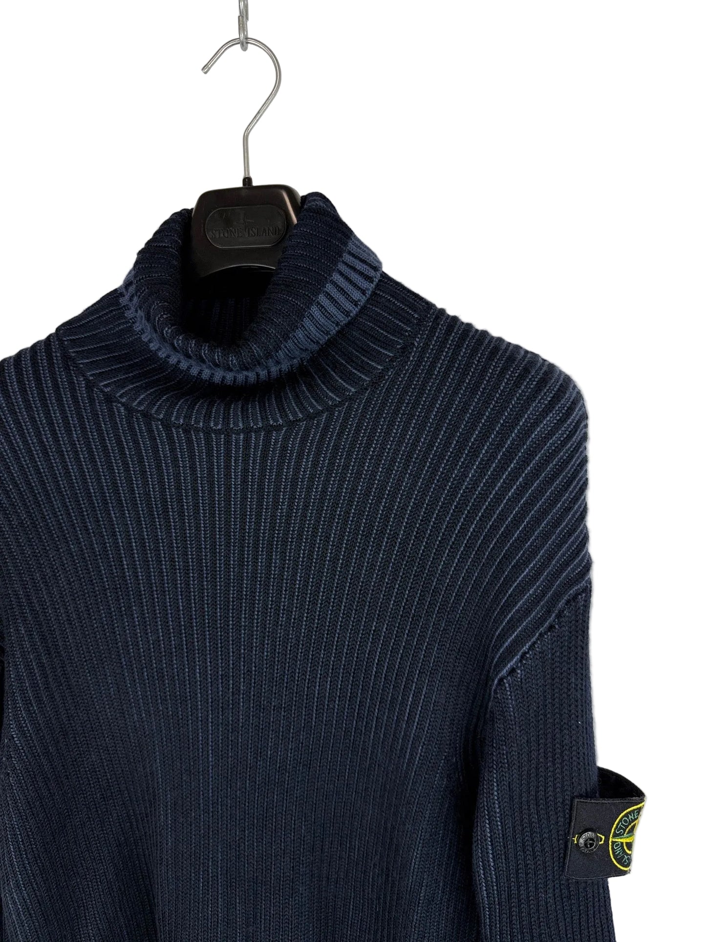 Maglione dolcevita a coste blu Stone Island - Taglia M