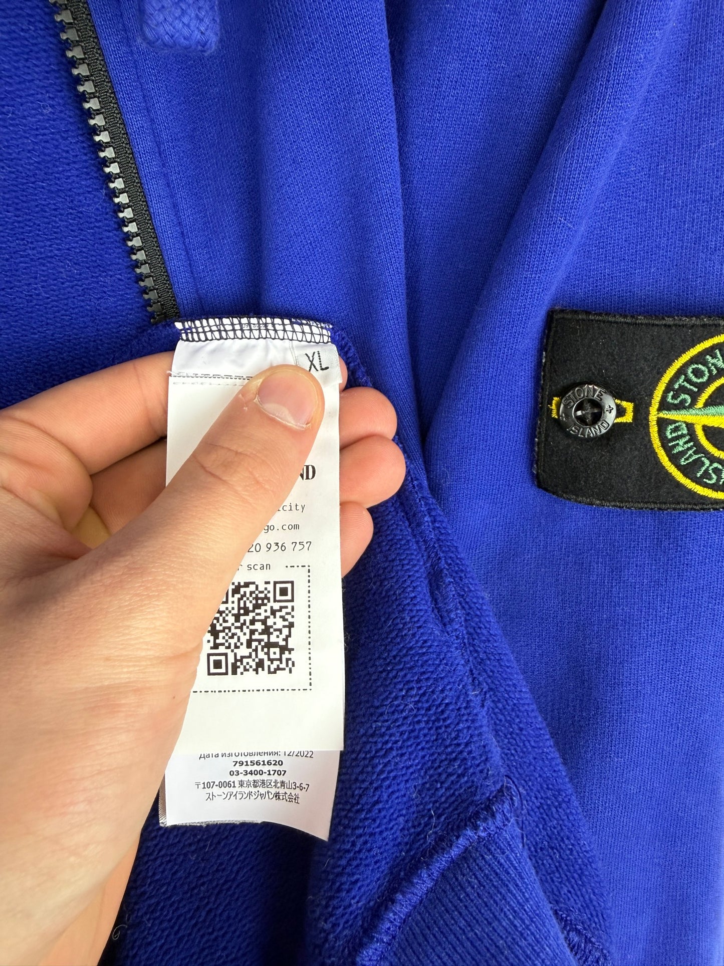 Felpa blu con zip e cappuccio Stone Island - Taglia XL