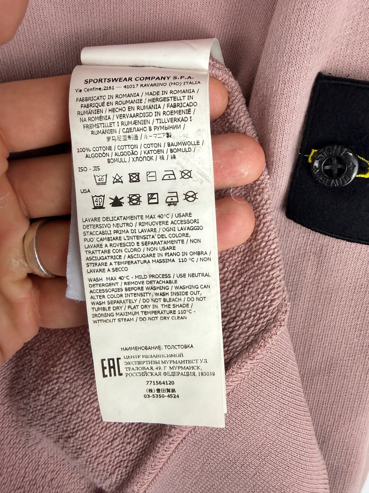 Felpa rosa con cappuccio Stone Island - Taglia M - foto 8