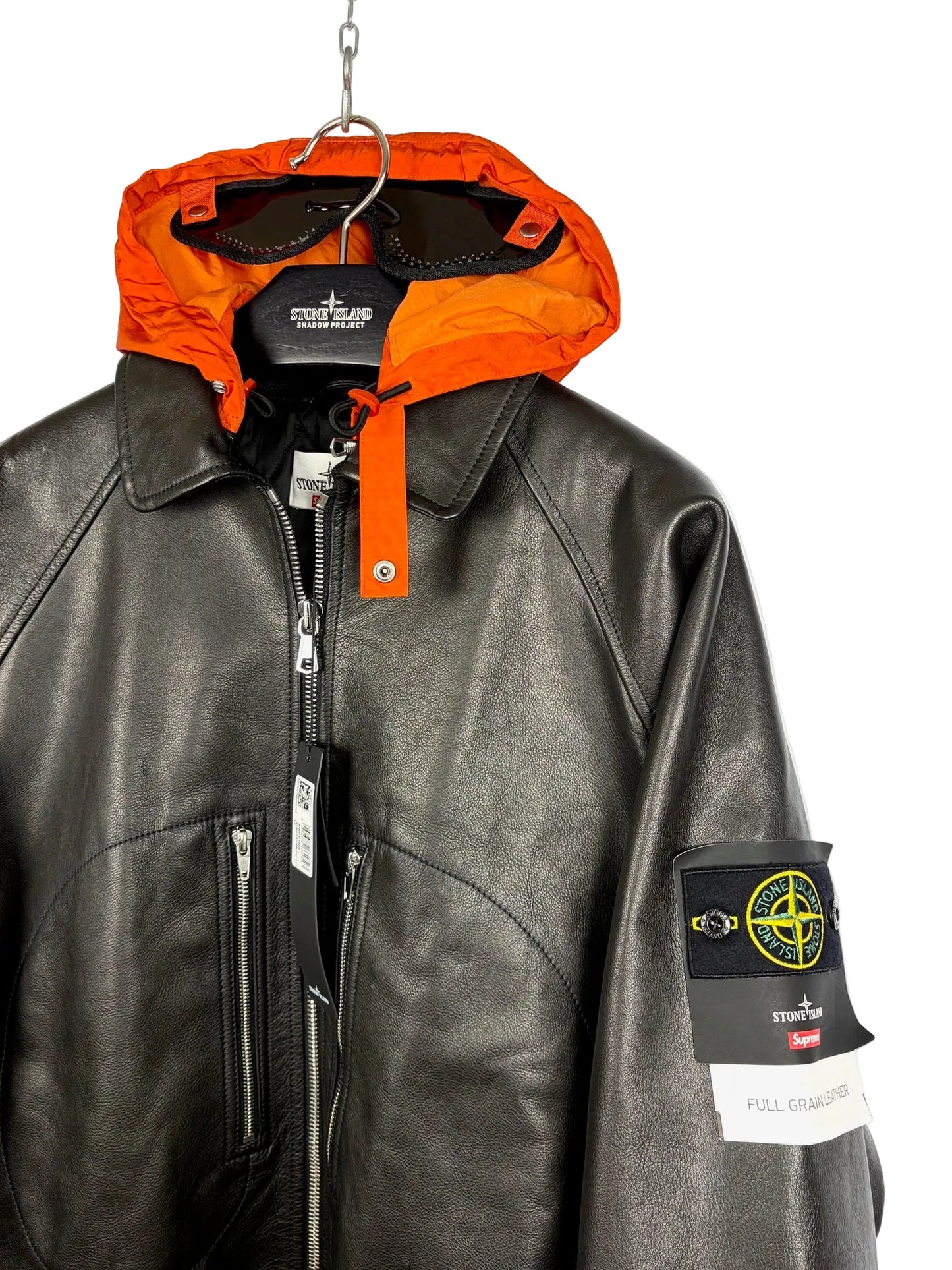 Giacca Helicopter Full Grain Leather Stone Island x Supreme (nuova con cartellino) - Taglia L