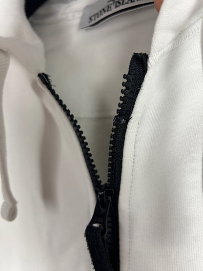 Felpa bianca con zip e cappuccio Stone Island - Taglia XL