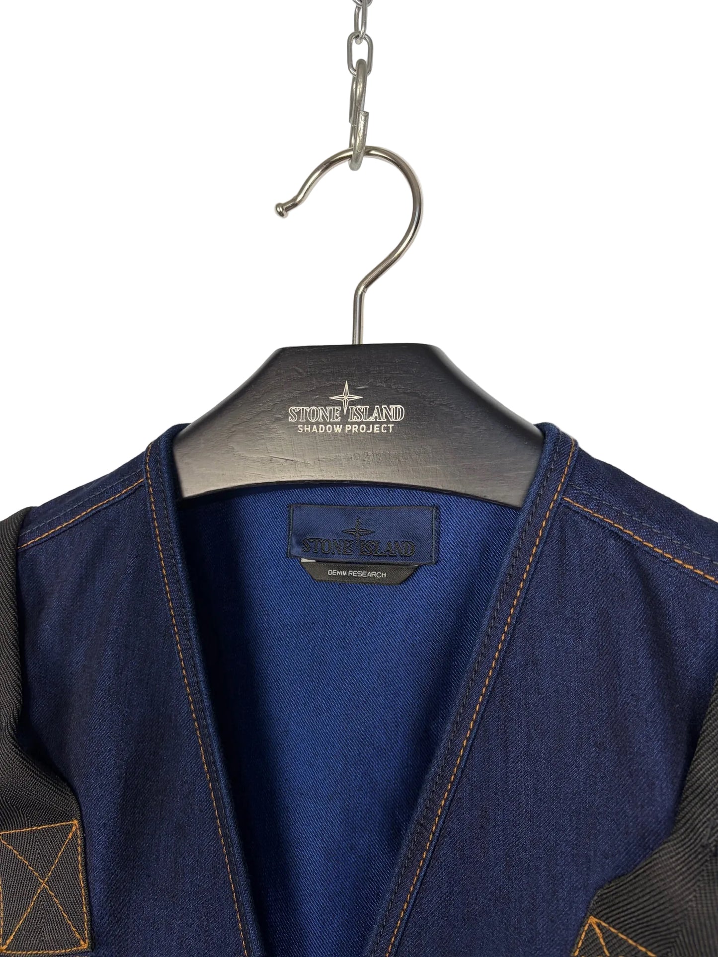 Giacca smanicato blu navy Indigo Polypropylene Denim Light Denim Research Stone Island - Taglia S