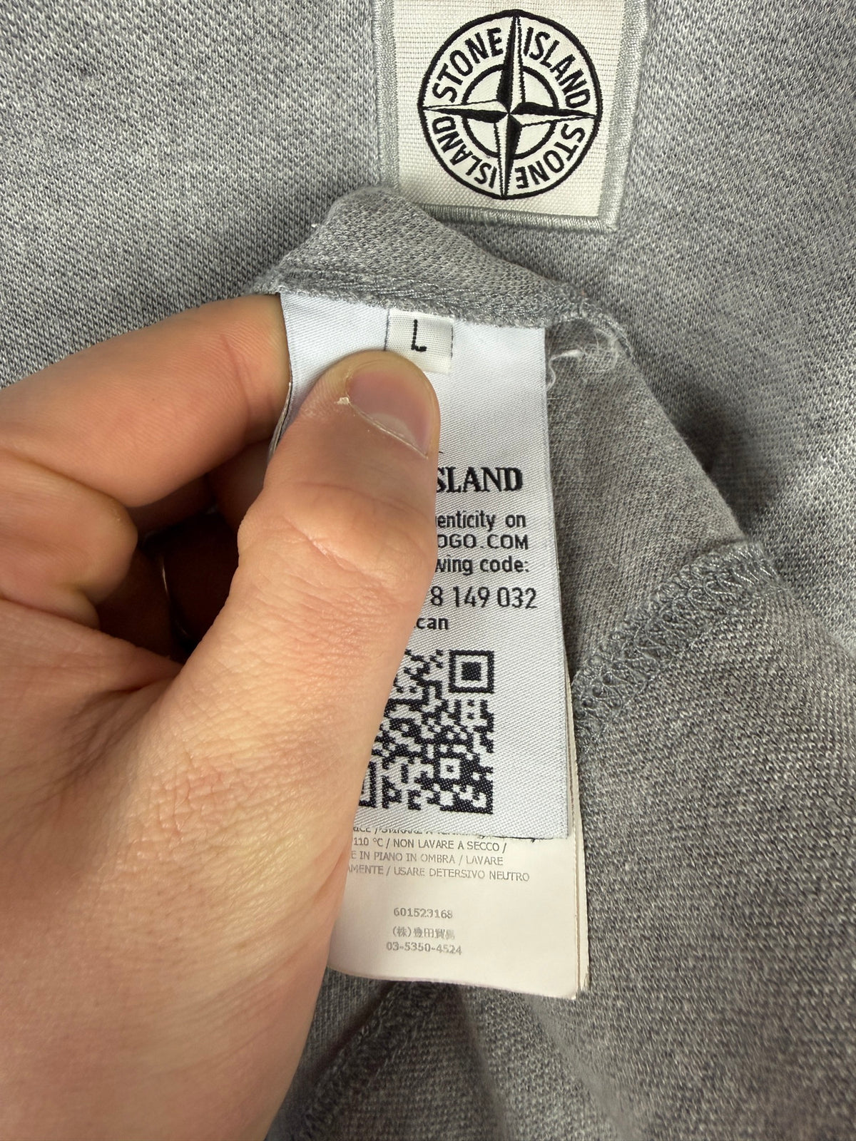Stone Island Short-Sleeve Grey Polo Shirt - Size L