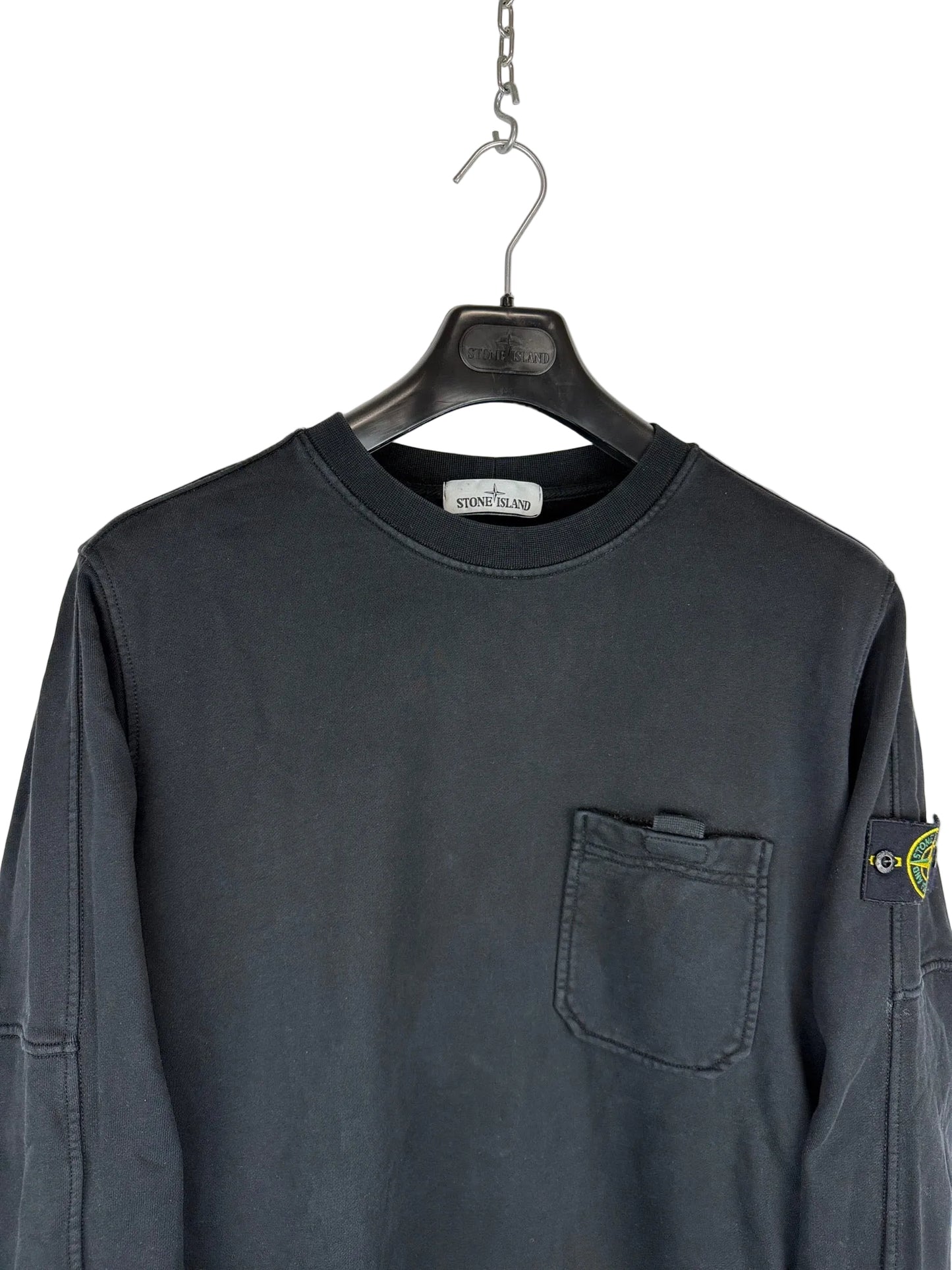 Felpa nera con taschino sul petto Stone Island - Taglia XL
