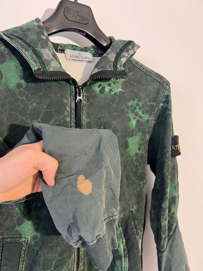 Felpa verde con zip e cappuccio Alligator Camo Stone Island - Taglia M