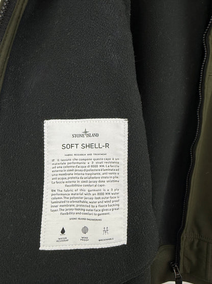 Giacca Soft Shell-R verde oliva con zip e cappuccio Stone Island - Taglia XL