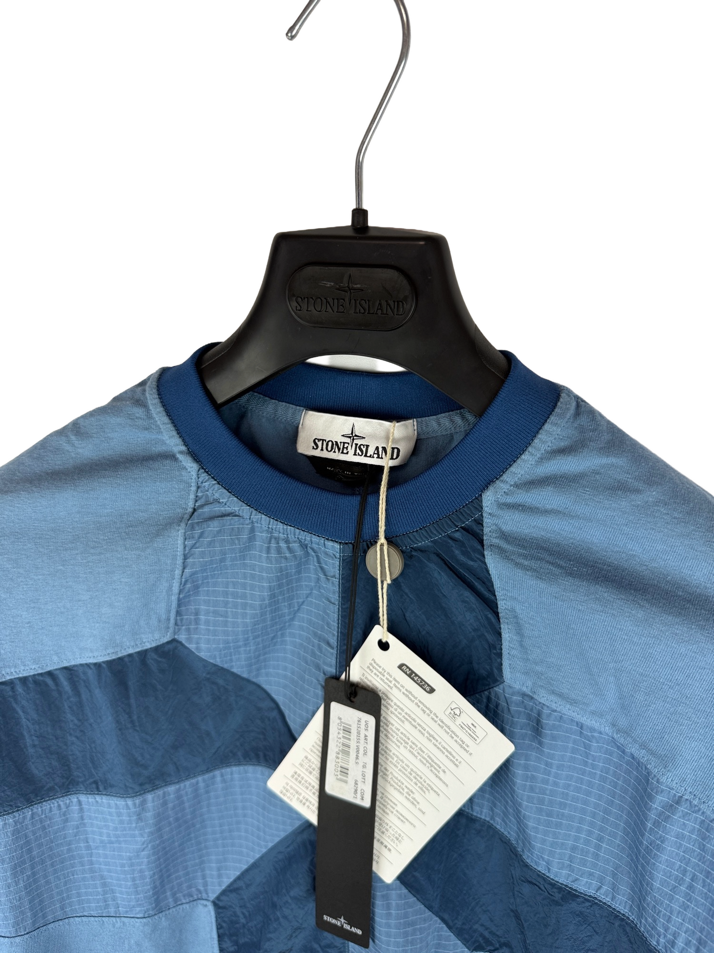 T-shirt blu con logo in Nylon Metal Stone Island (nuova con cartellino) - Taglia M