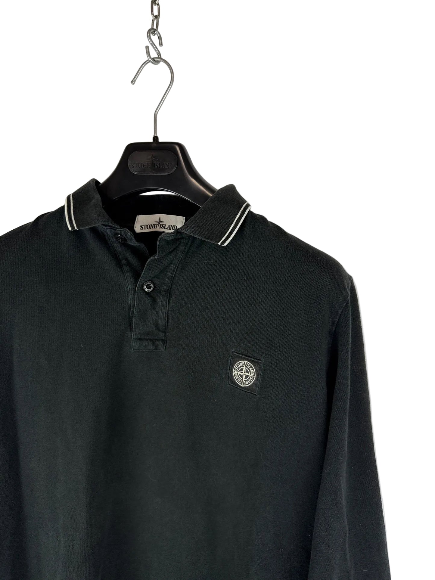 Polo nera a maniche lunghe Stone Island - Taglia XL