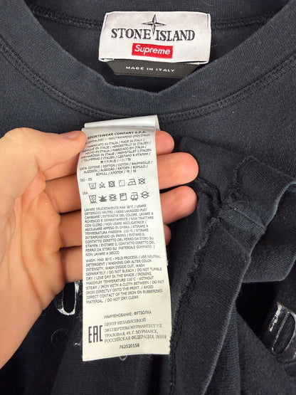 T-shirt nera con stampa Stone Island x Supreme - Taglia S