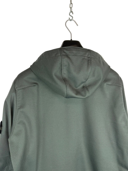 Giacca Soft Shell-R Terry verde petrolio con zip e cappuccio Stone Island - Taglia L