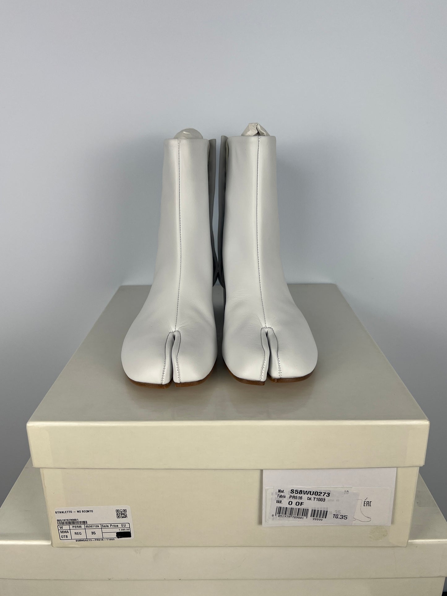 Stivaletti Tabi con tacco bianchi da donna Maison Martin Margiela (nuovi con cartellino) - Numero 35