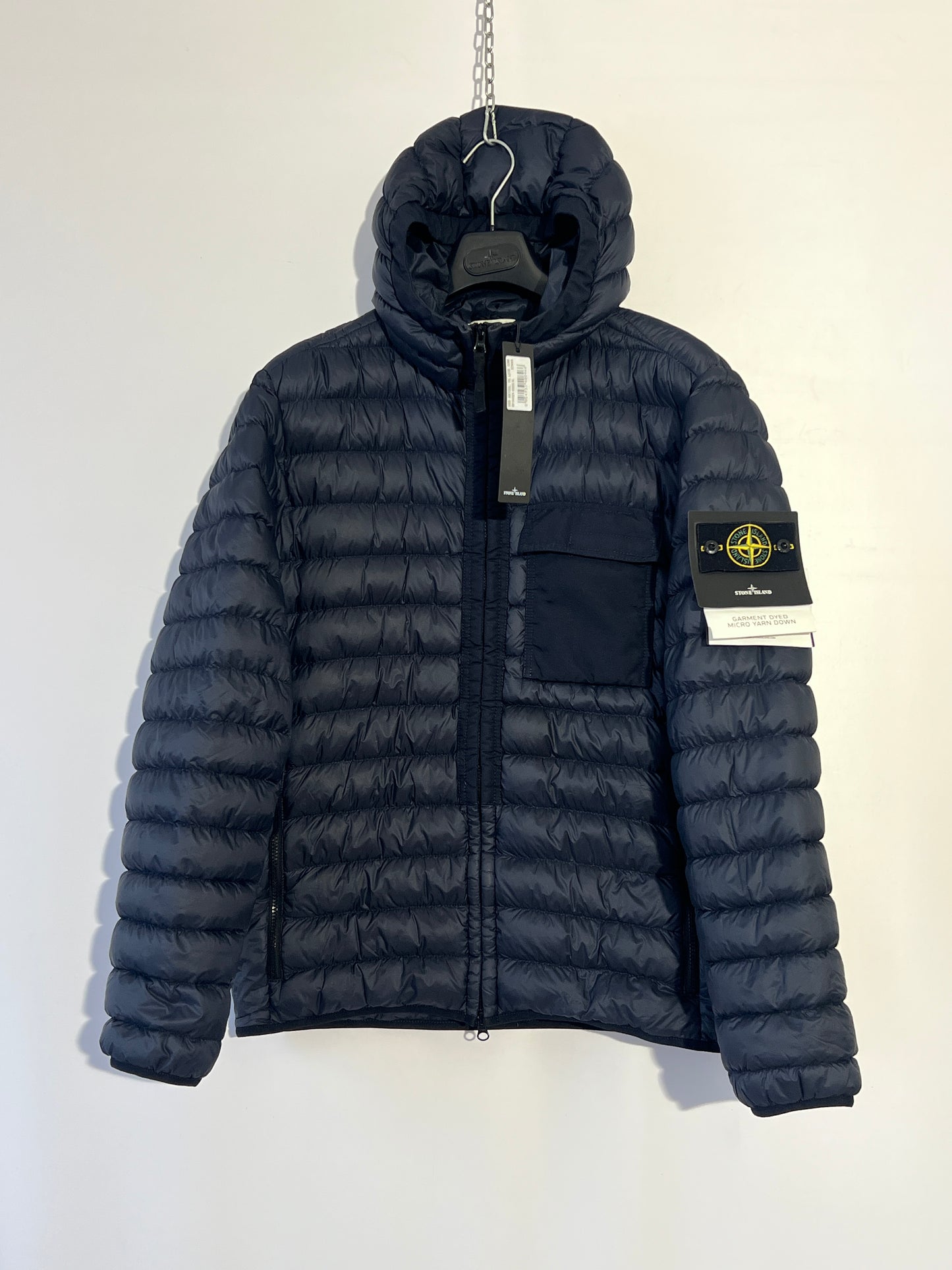 Piumino blu Stone Island “Garment Dyed Micro Yarn Down” (nuovo con cartellino) - Taglia L