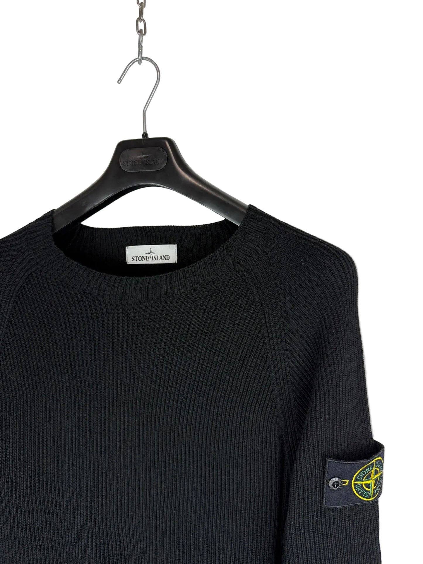 Maglione nero a coste Stone Island - Taglia M