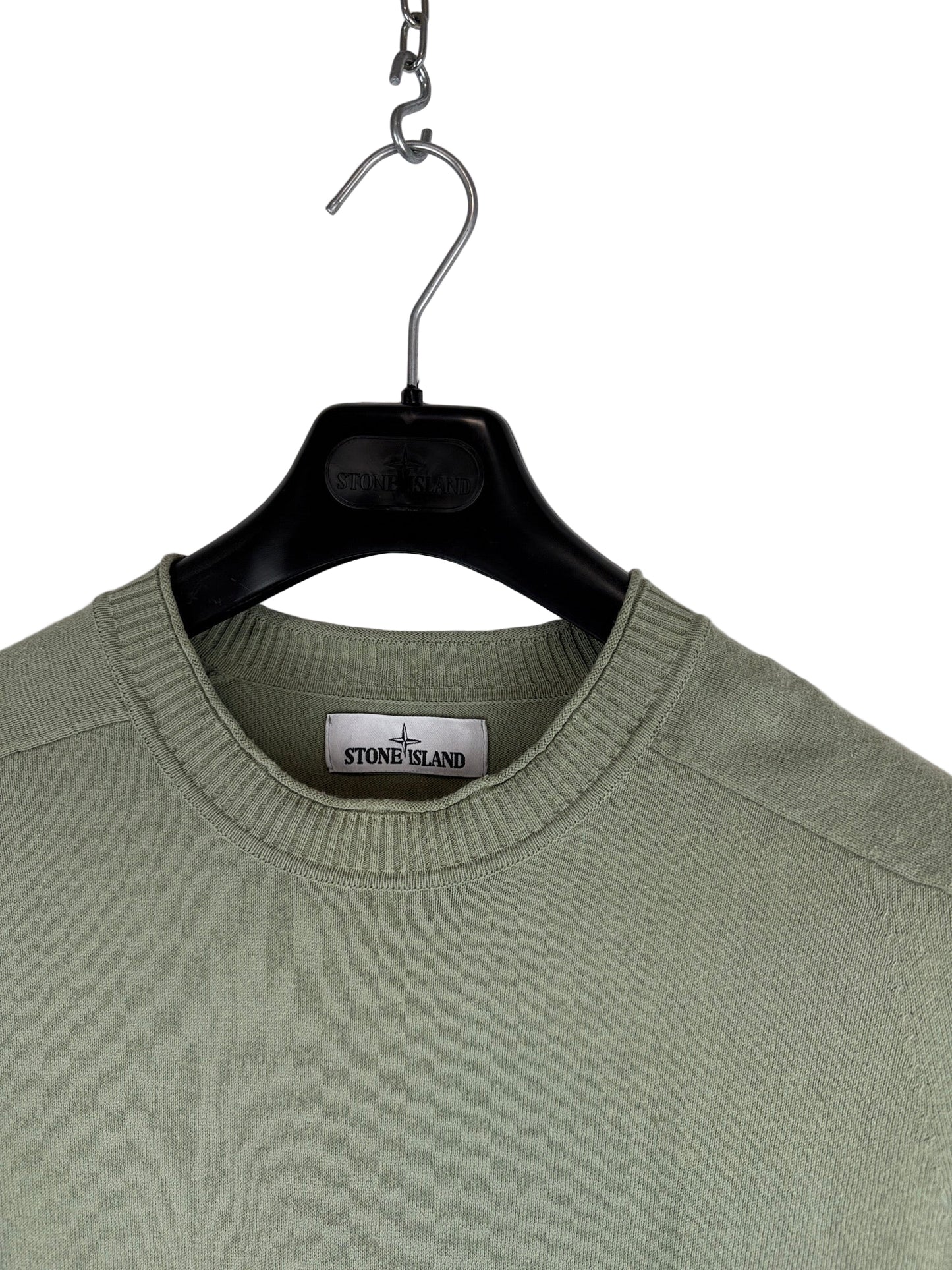 Maglione verde con strisce sui polsini Stone Island - Taglia XL
