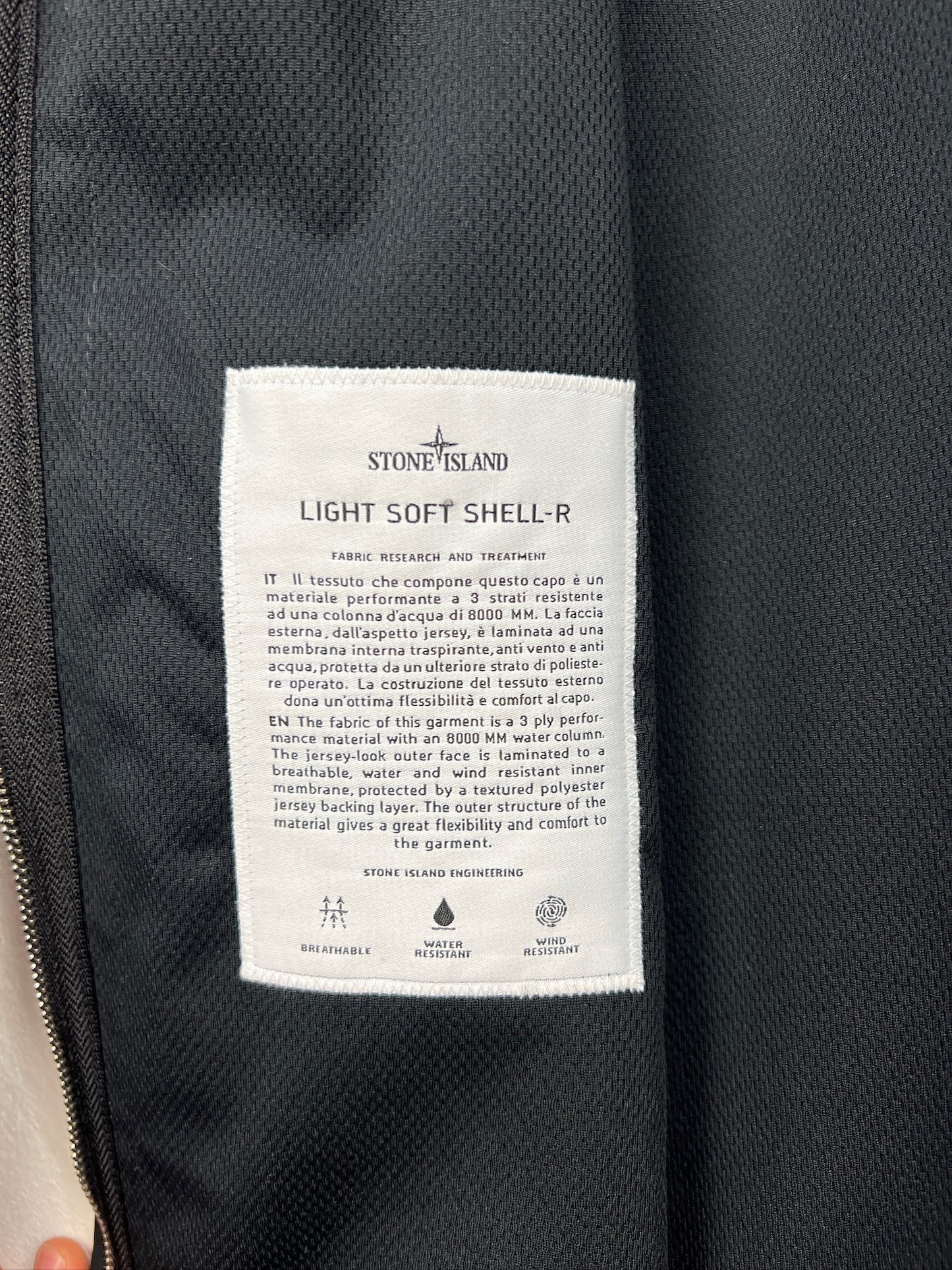 Giacca Light Soft Shell-R blu con zip e cappuccio Stone Island - Taglia 3XL