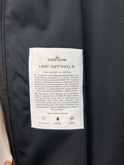 Giacca Light Soft Shell-R blu con zip e cappuccio Stone Island - Taglia 3XL