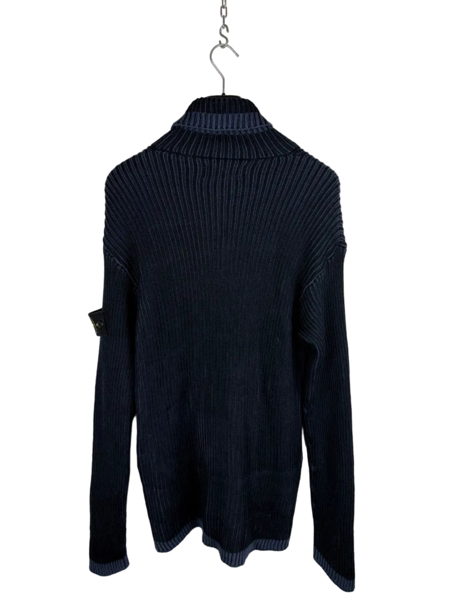 Maglione dolcevita a coste blu Stone Island - Taglia M