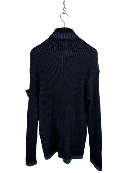 Maglione dolcevita a coste blu Stone Island - Taglia M