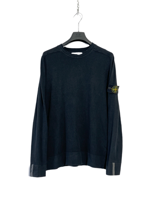 Maglione nero con strisce sui polsini Stone Island - Taglia M