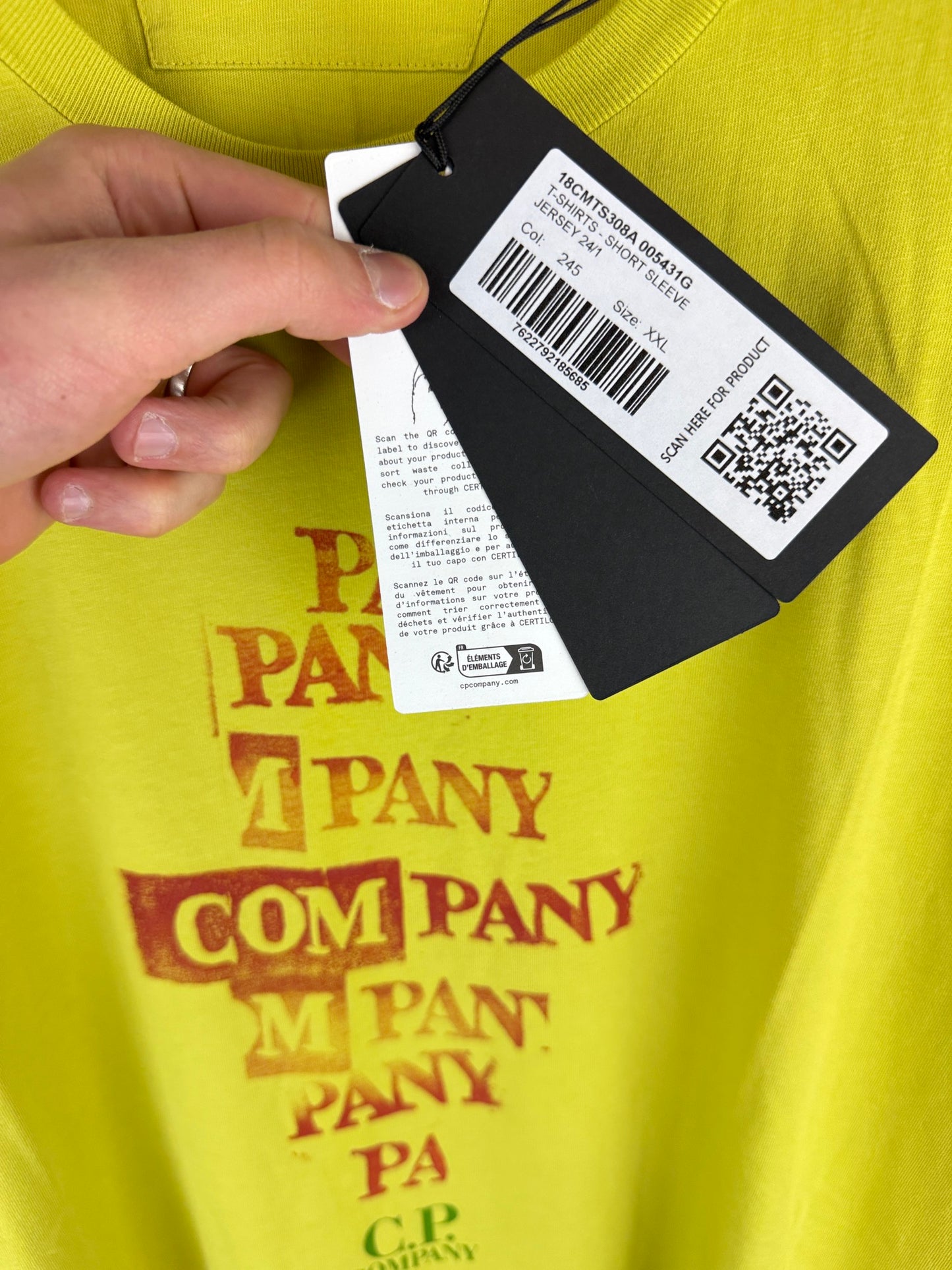 T-shirt verde C.P. Company (nuova con cartellino) - Taglia XXL