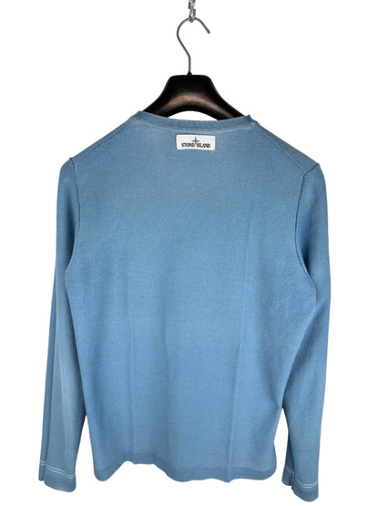 Maglione reversibile azzurro Hand Sprayed Reverse Colour Stone Island - Taglia L
