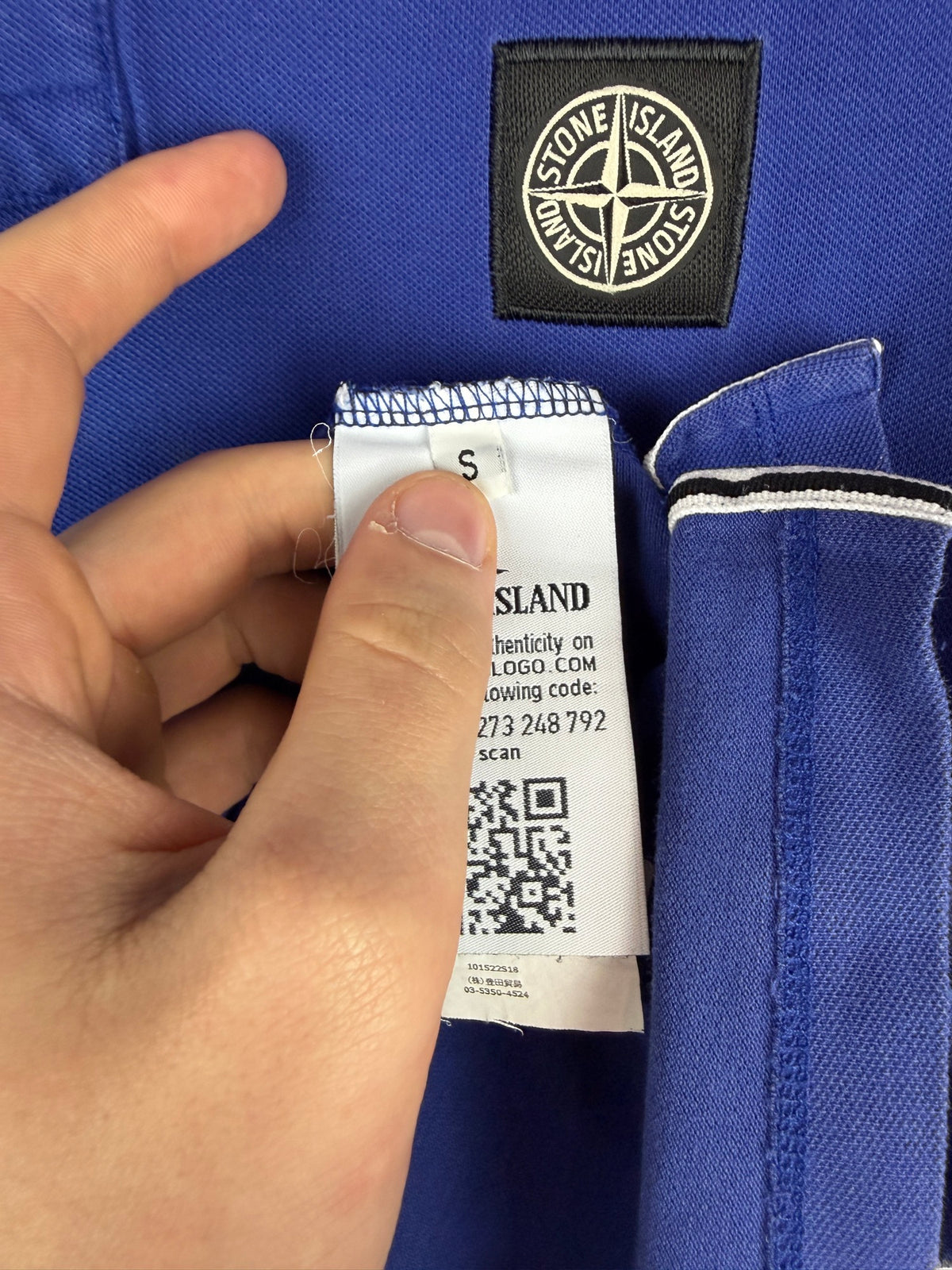 Stone Island Short-sleeve Blue Polo Shirt - Size S