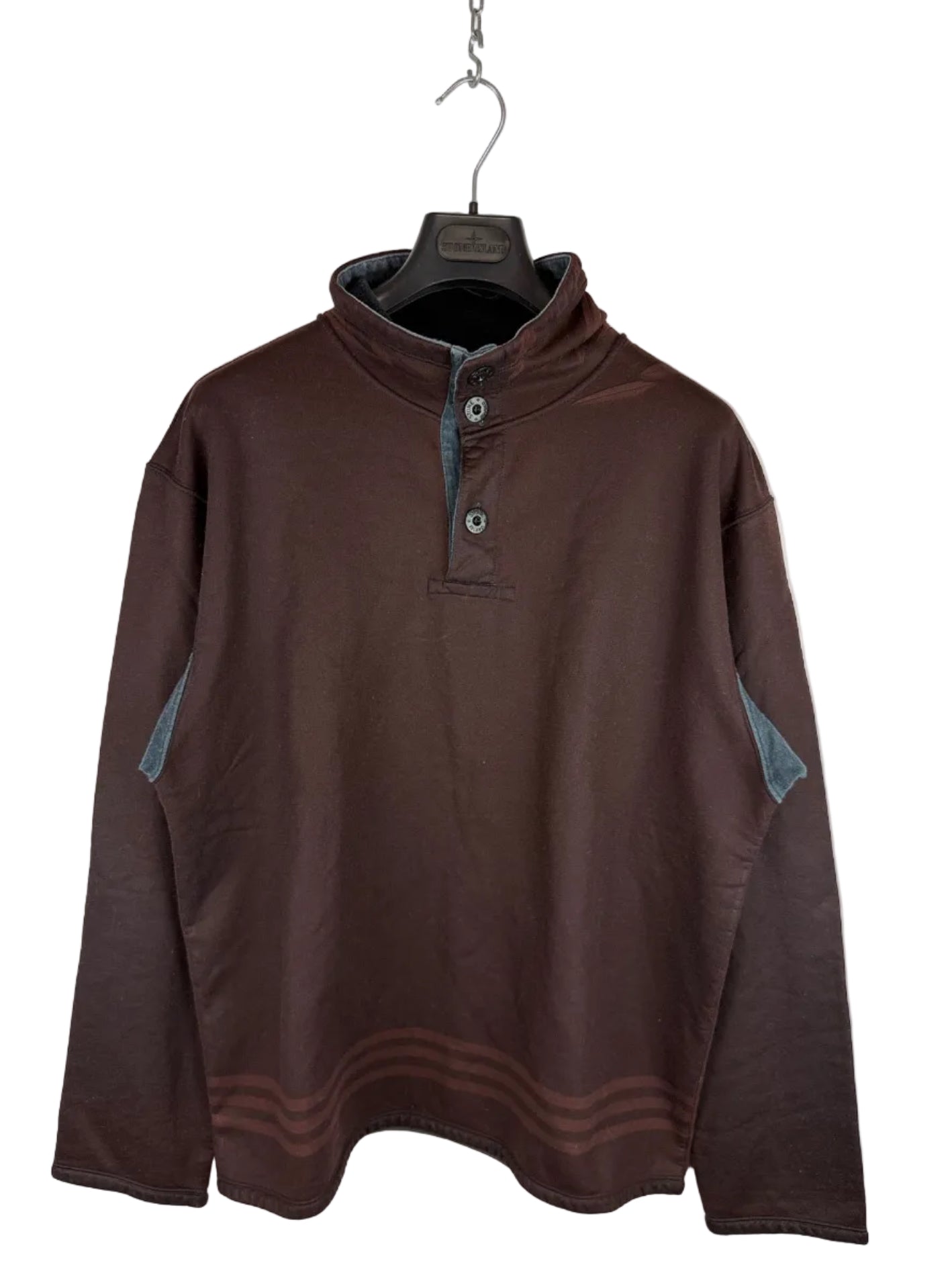 Felpa marrone con cappuccio e bottoni Vintage Stone Island - Taglia XL